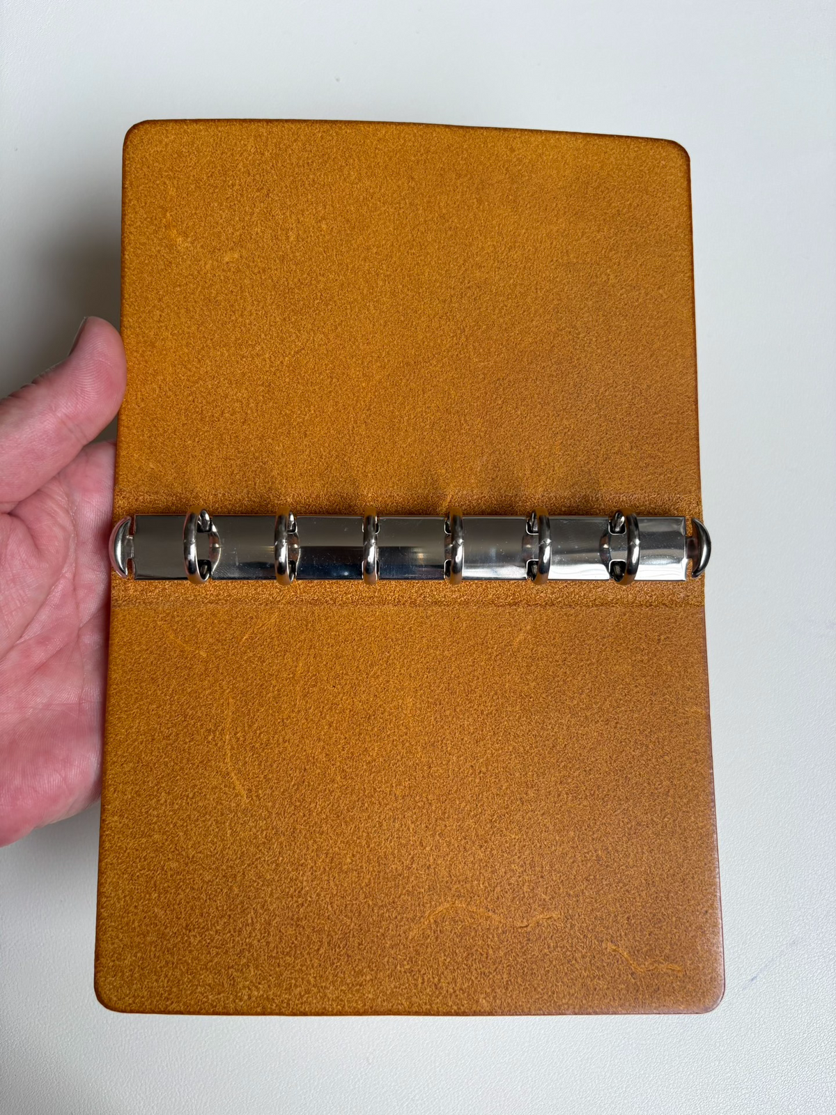 Handmade A7 Ring Binder Cover Yellow Leather