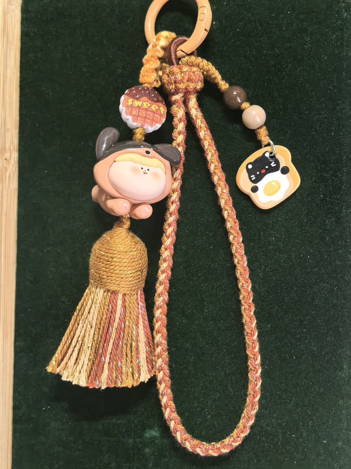Braided Phone Charm with Amaryllis Dog Figure