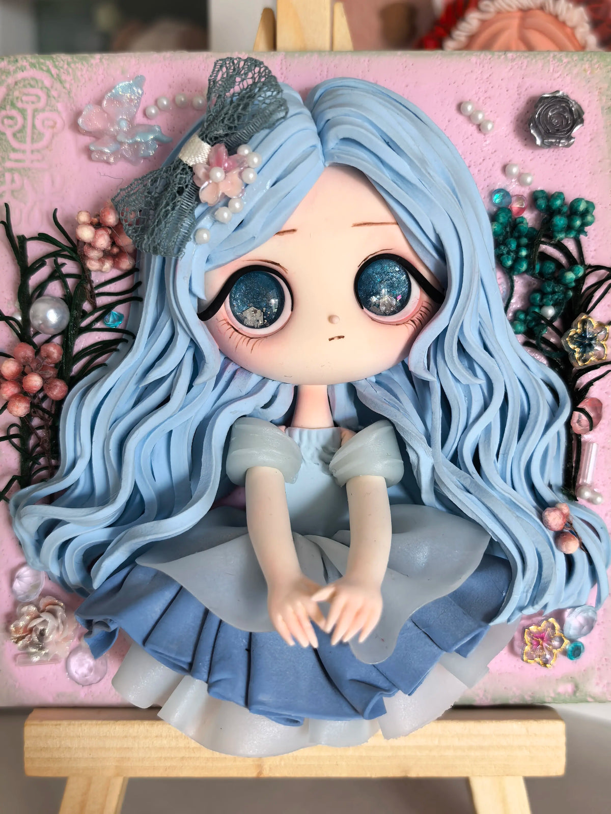 Handcrafted Clay Figure on Square Board