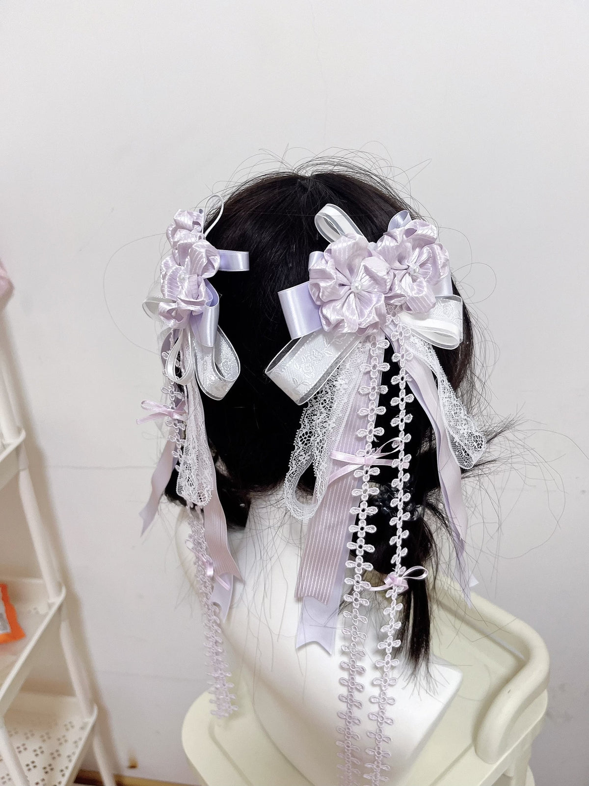 Purple Cherry Blossom Hair Clips Pair