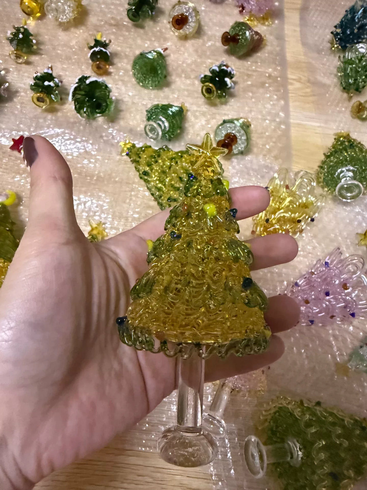 ハンドメイド ガラス製クリスマスツリー フィギュア