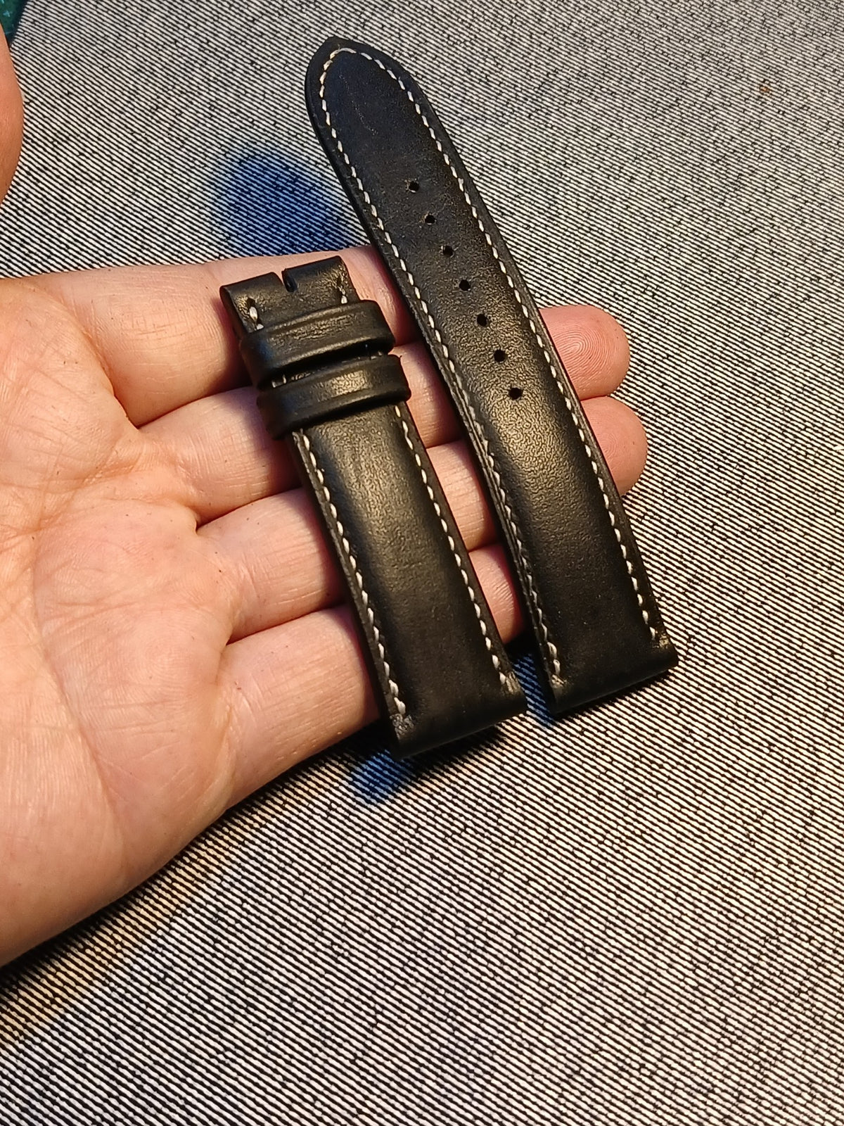 Black Leather Watch Strap 22mm