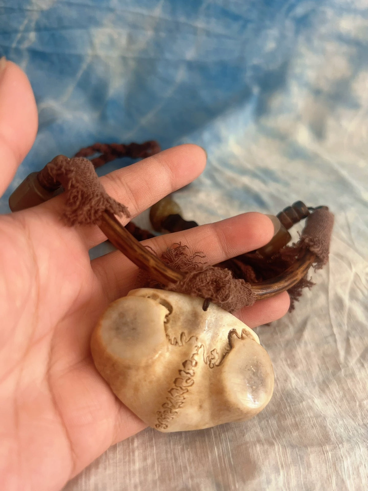 Handwoven Deer Skull Beaded Necklace