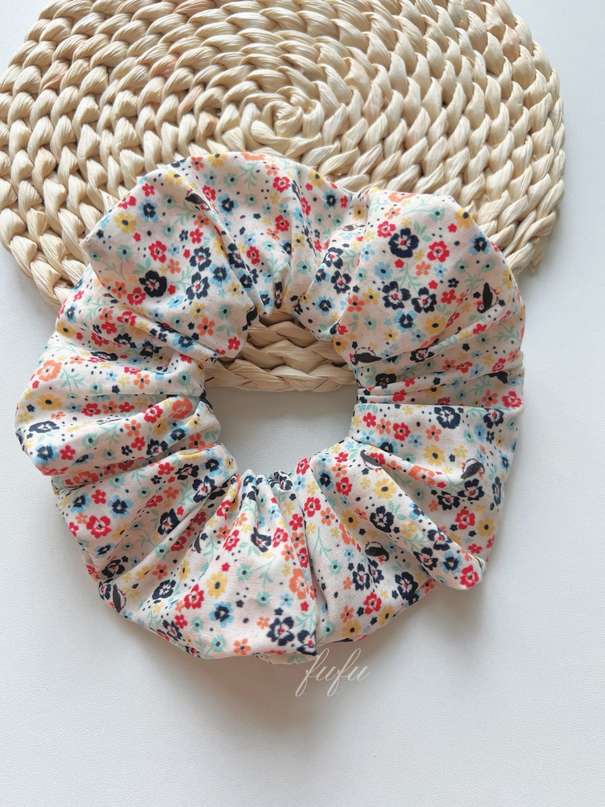 Multi-Color Floral Scrunchie 13cm