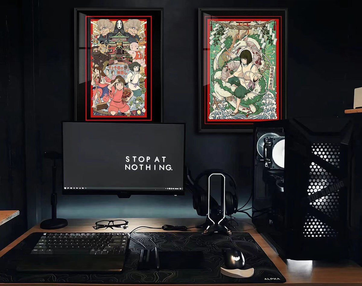 Framed Ukiyo-e Wall Art with Dragon