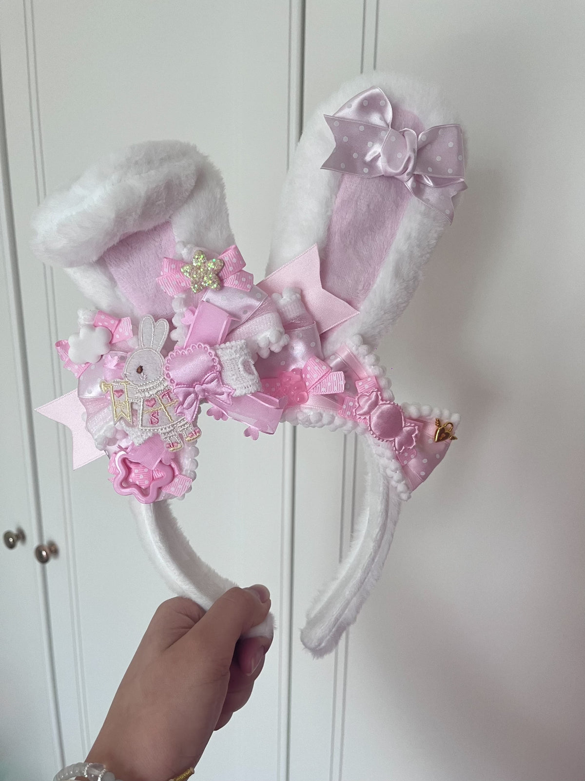 Lolita Bunny Ear Headband Polka Dot Bow