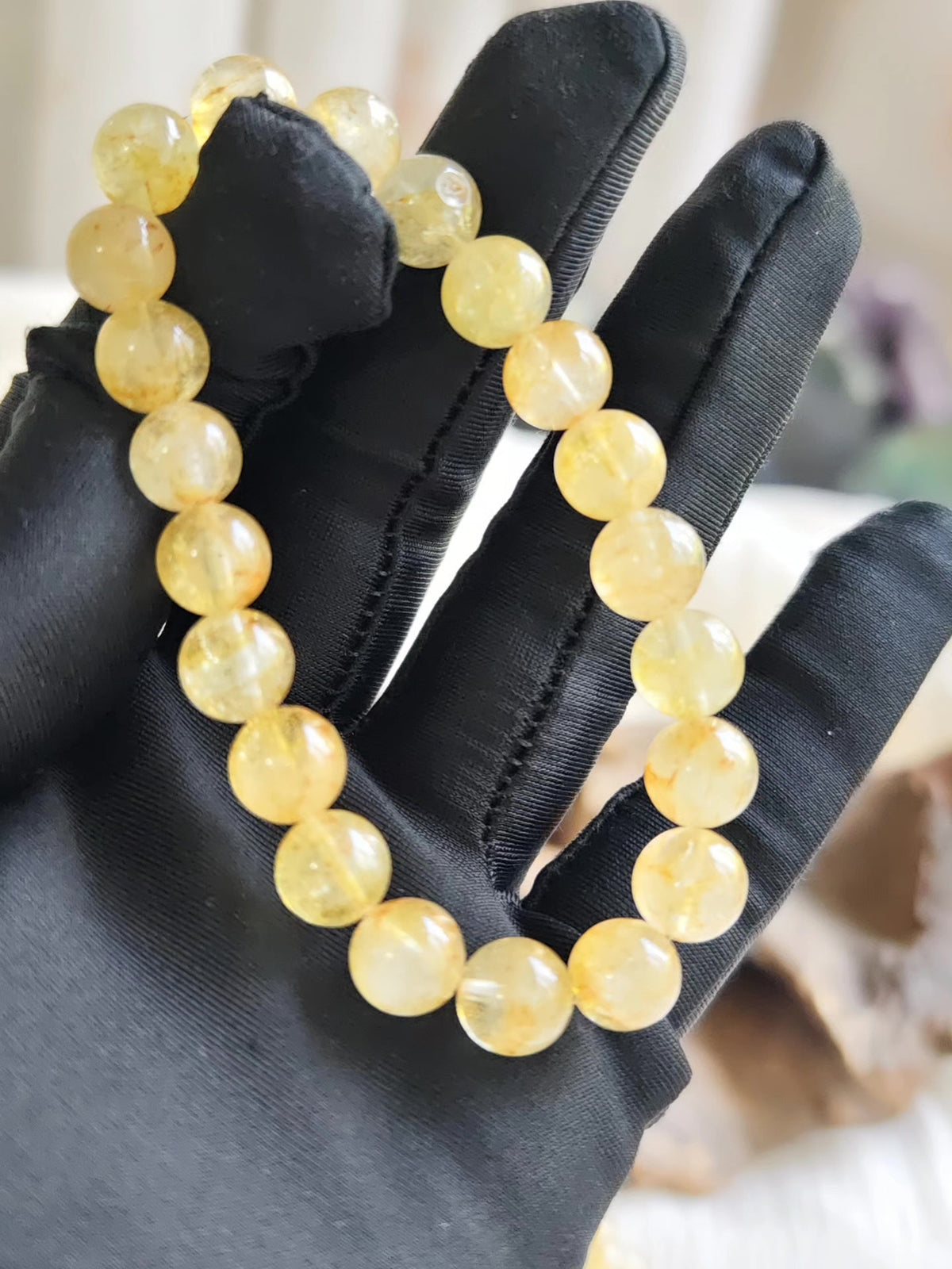 Natürliches Perlenarmband aus goldenem Topaz