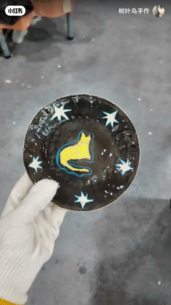 Handmade Ceramic Cat Star Dish
