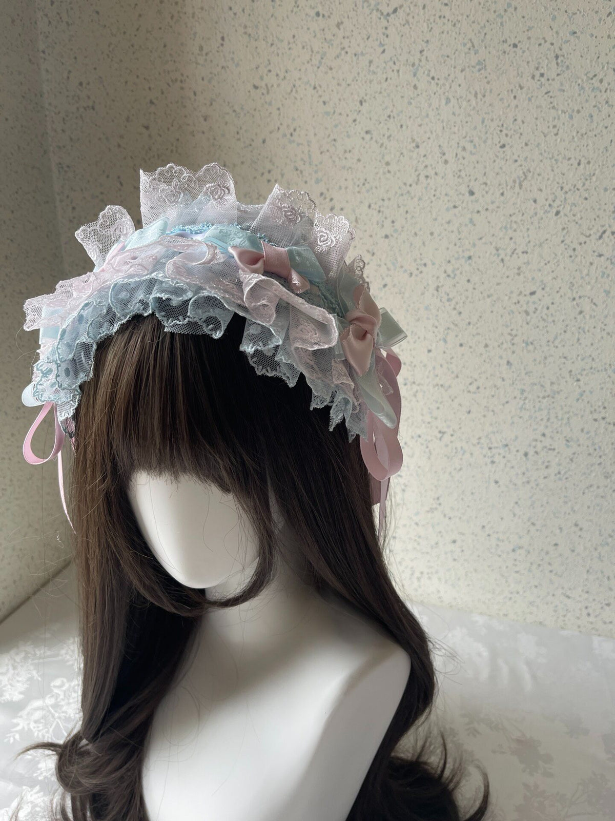 Lolita Lace Headband Powder Blue Pink Bows