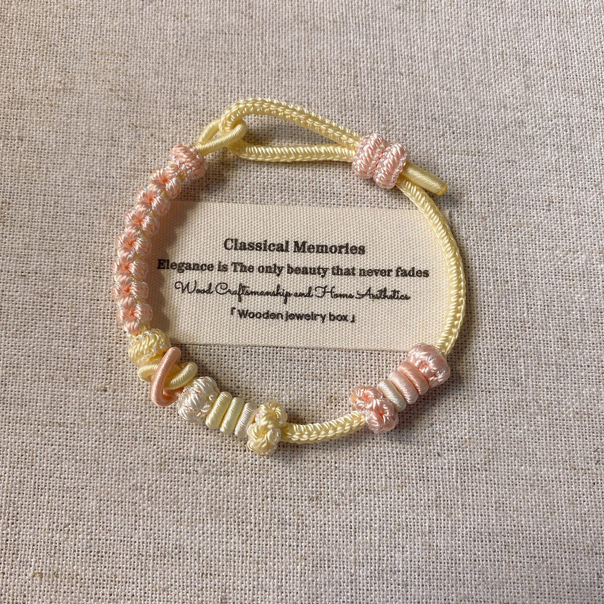 Handcrafted Woven Bracelet Pastel Yellow Pink