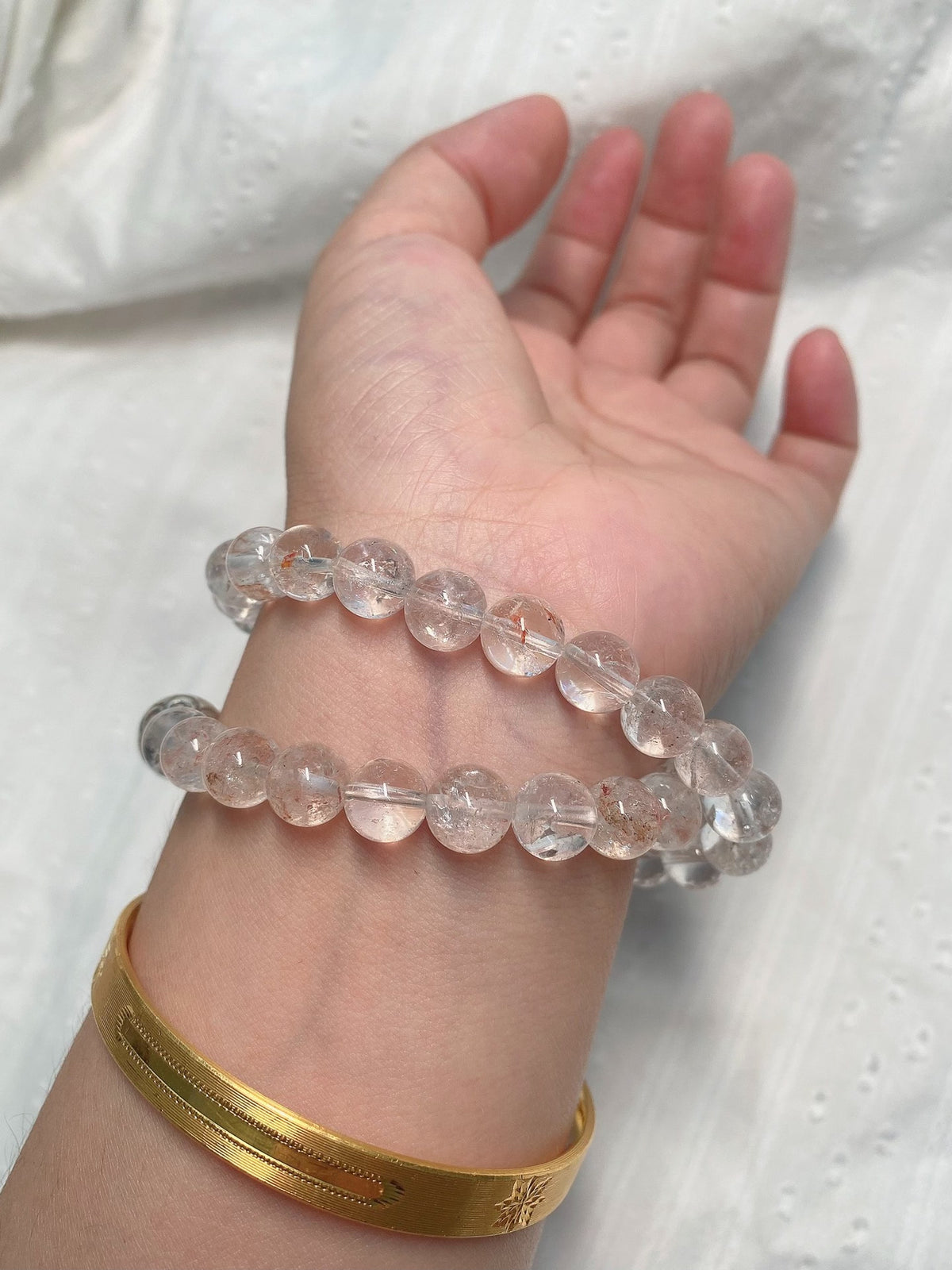 Double Loop Rainbow Quartz Crystal Bracelet