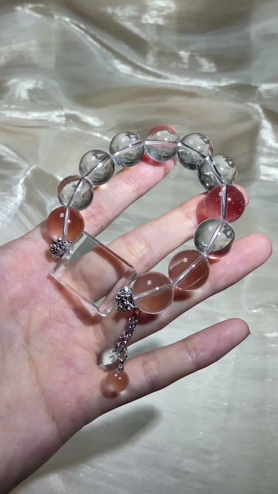 Clear Crystal Bead Bracelet 14.5mm Pendant