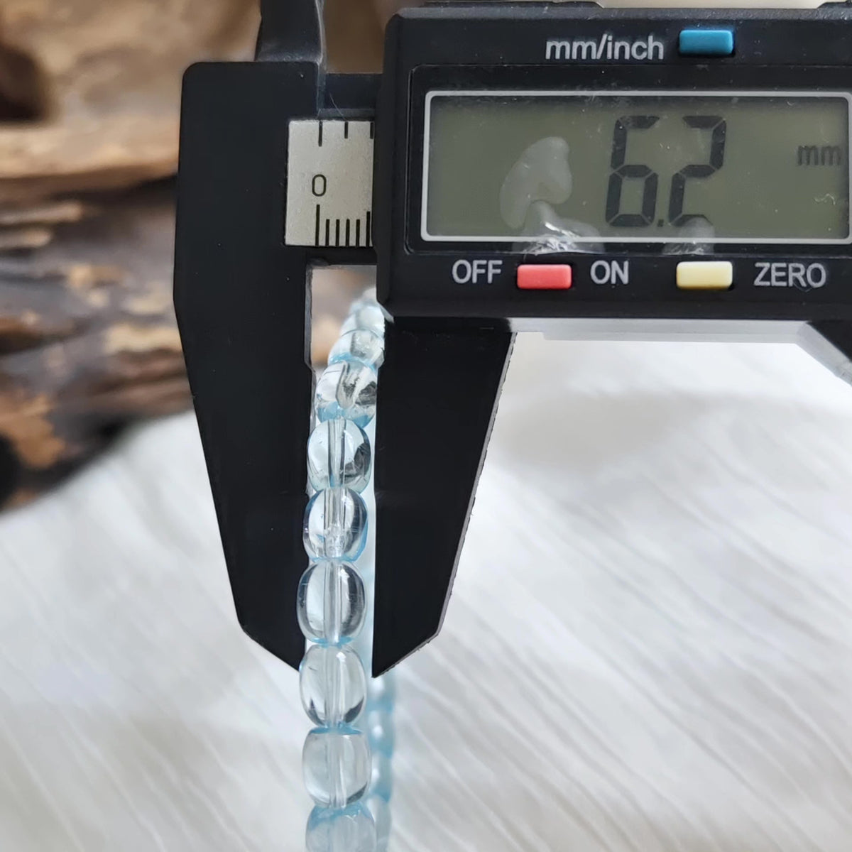 Natural Blue Topaz Barrel Bead Bracelet