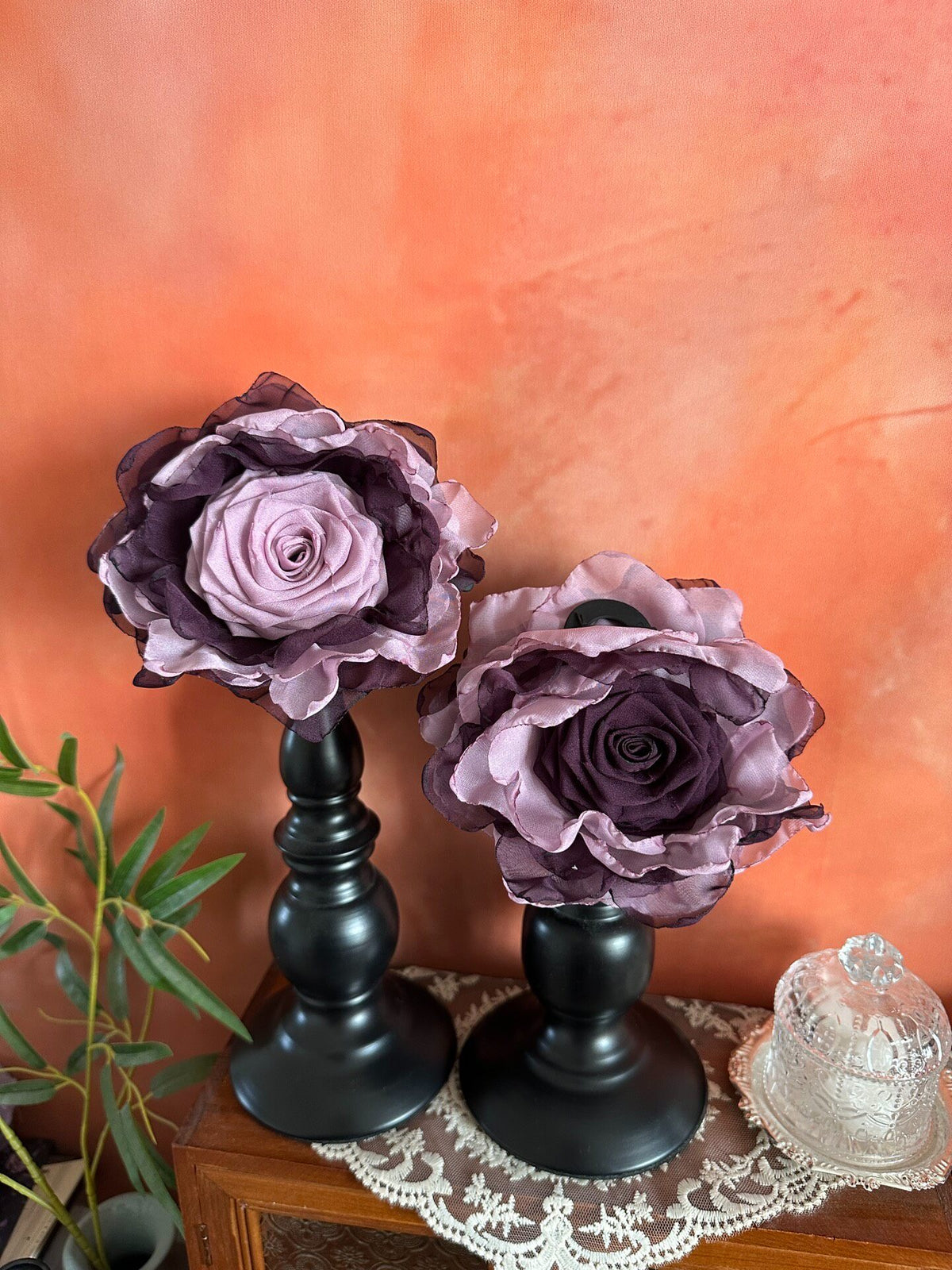 Handcrafted Fabric Rose Claw Clip