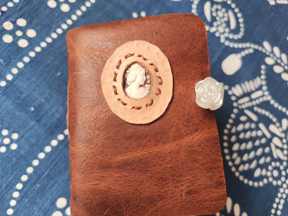Cameo Shell Carving Leather Journal