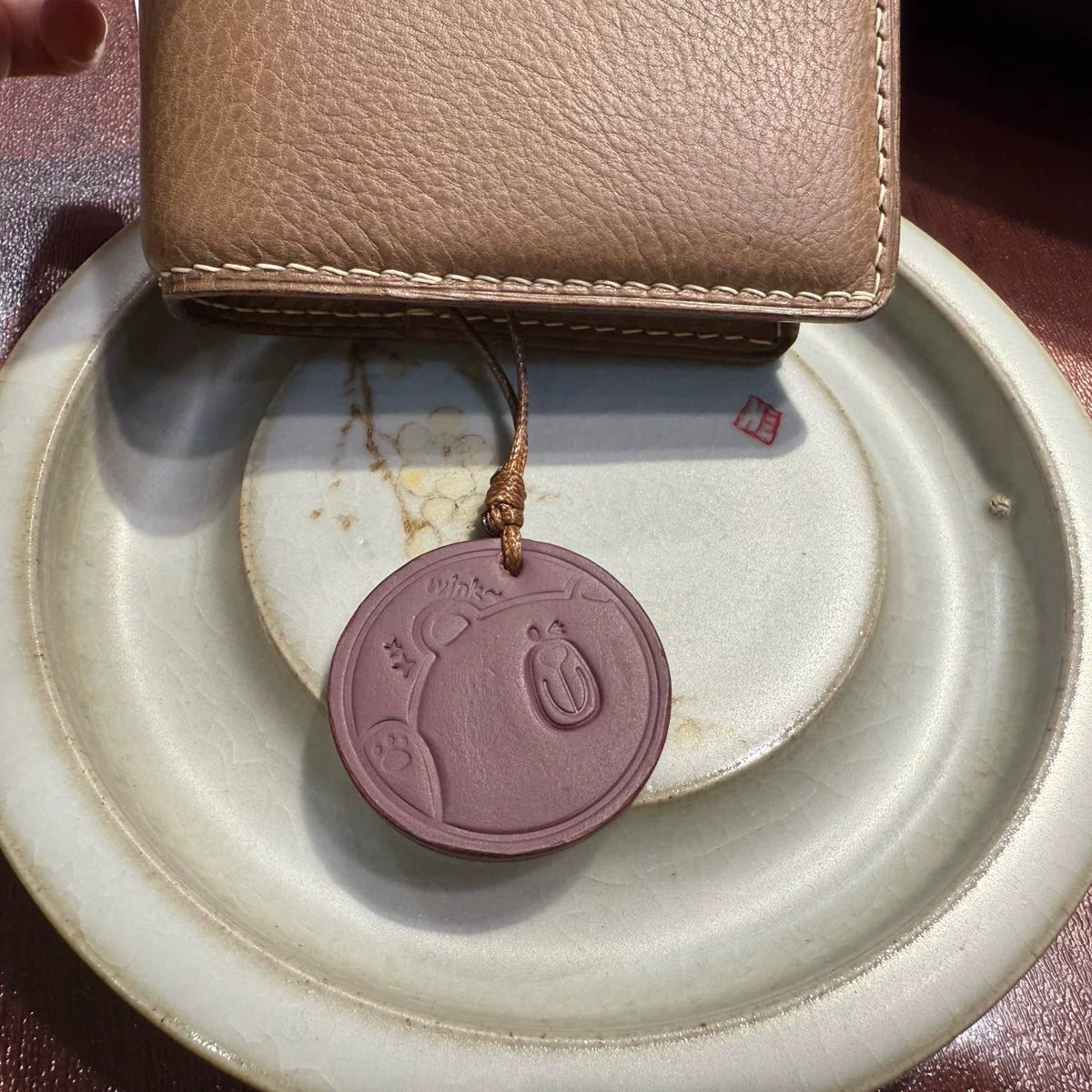 Vegetable Tanned Leather Bear Journal Charm