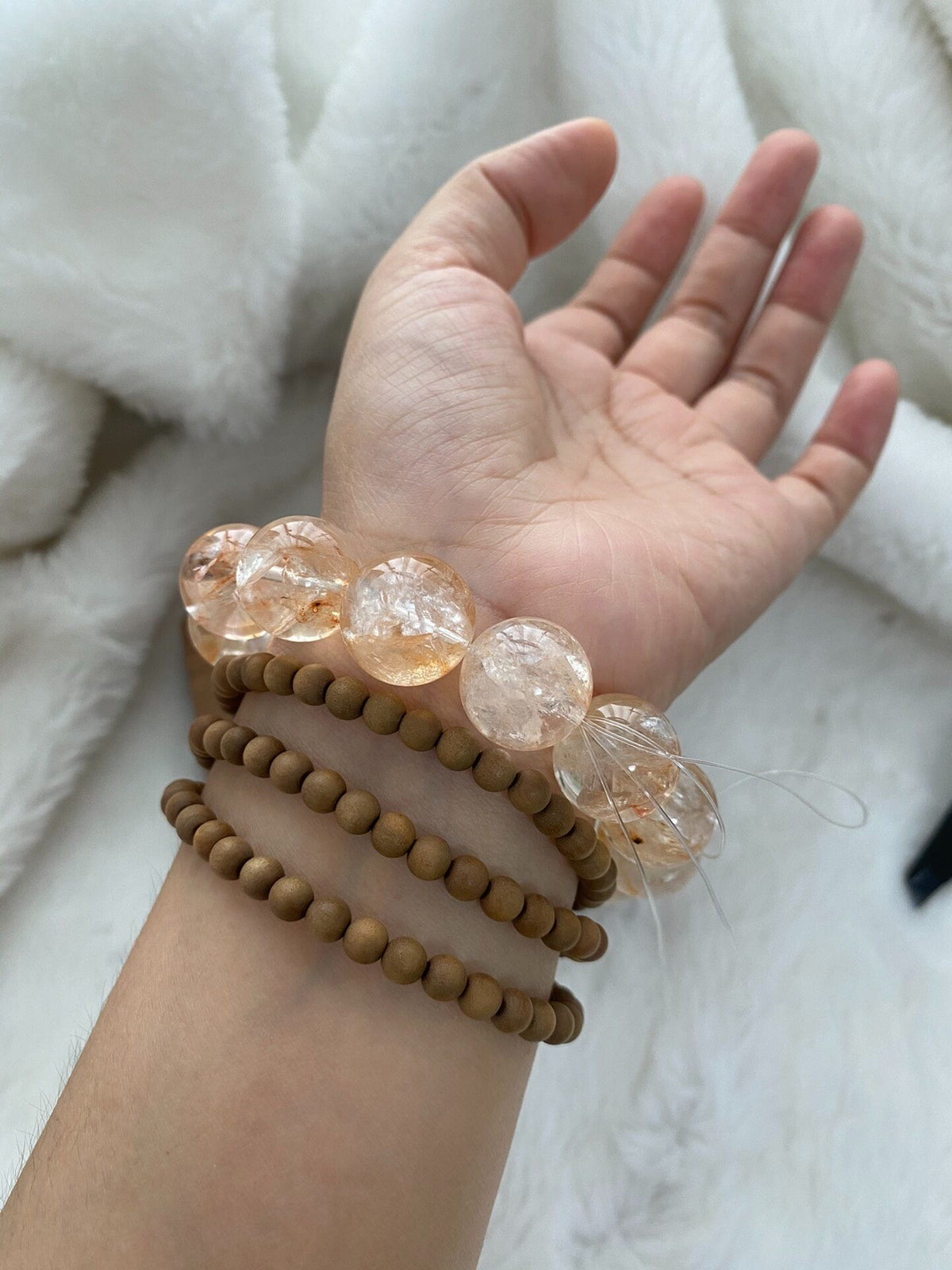 Natural Quartz Crystal Beaded Bracelet 16.5mm