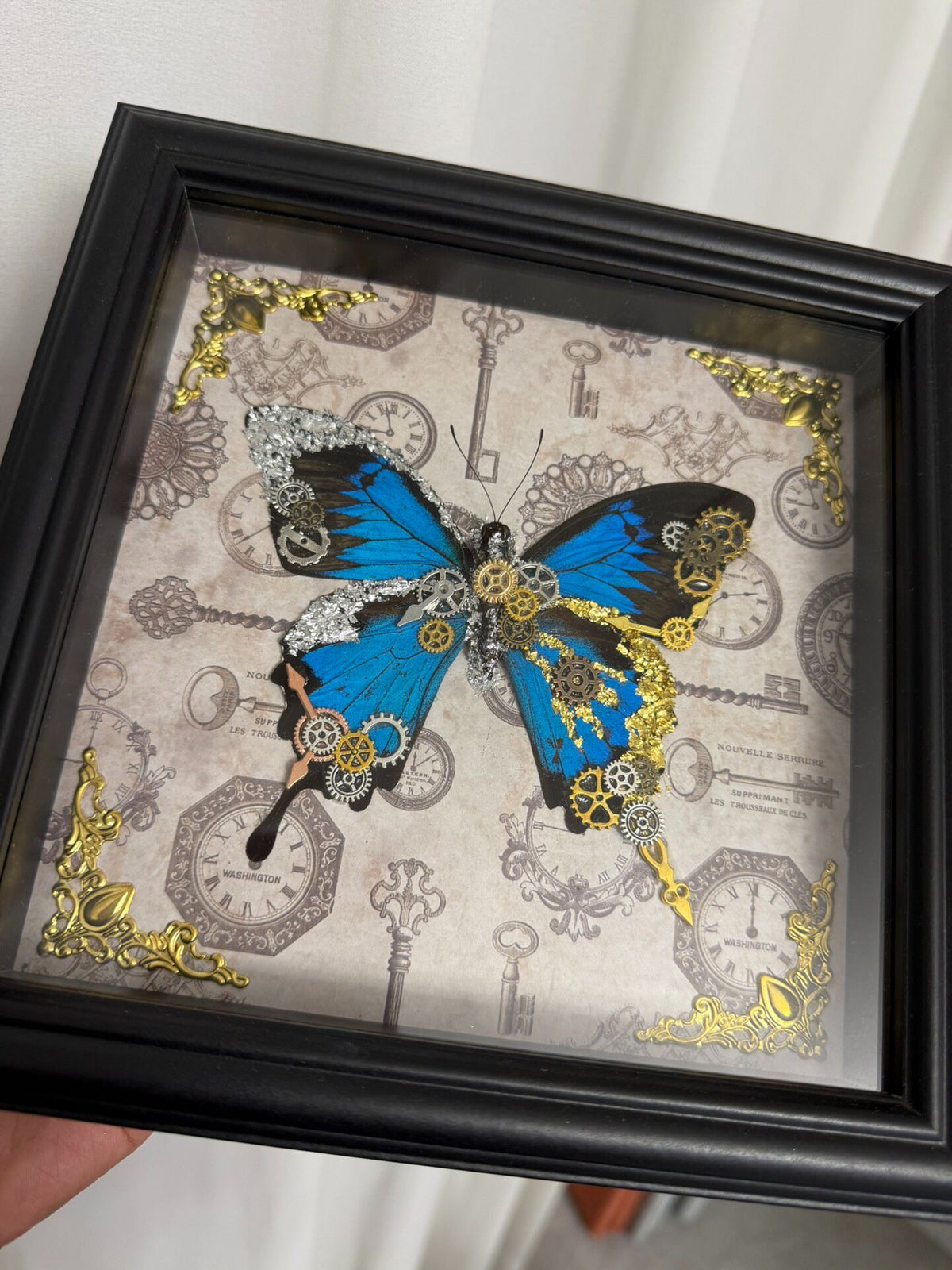 Steampunk Schmetterling Schaukasten Wandkunst