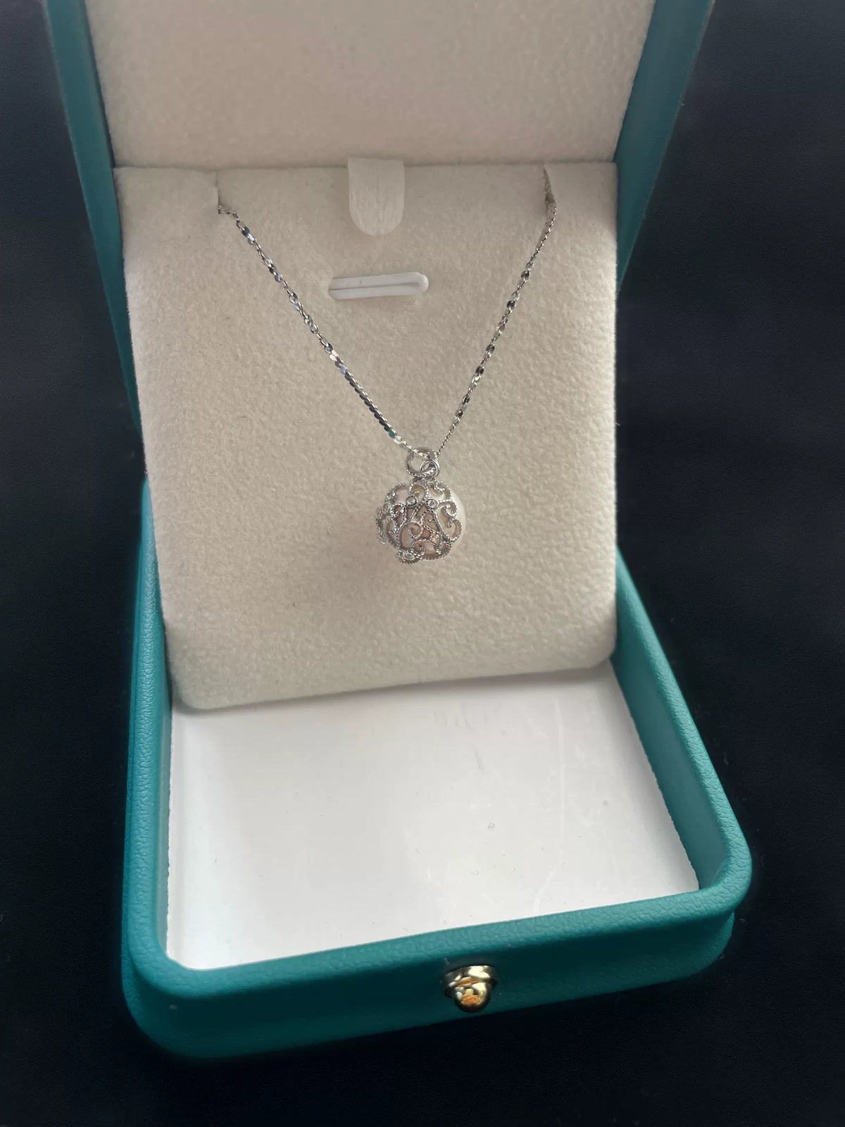 Pure Silver Pearl Pendant Necklace Pink