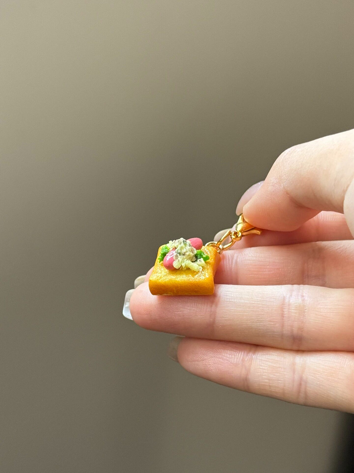 Clay Sausage Lettuce Toast Charm 1.5cm