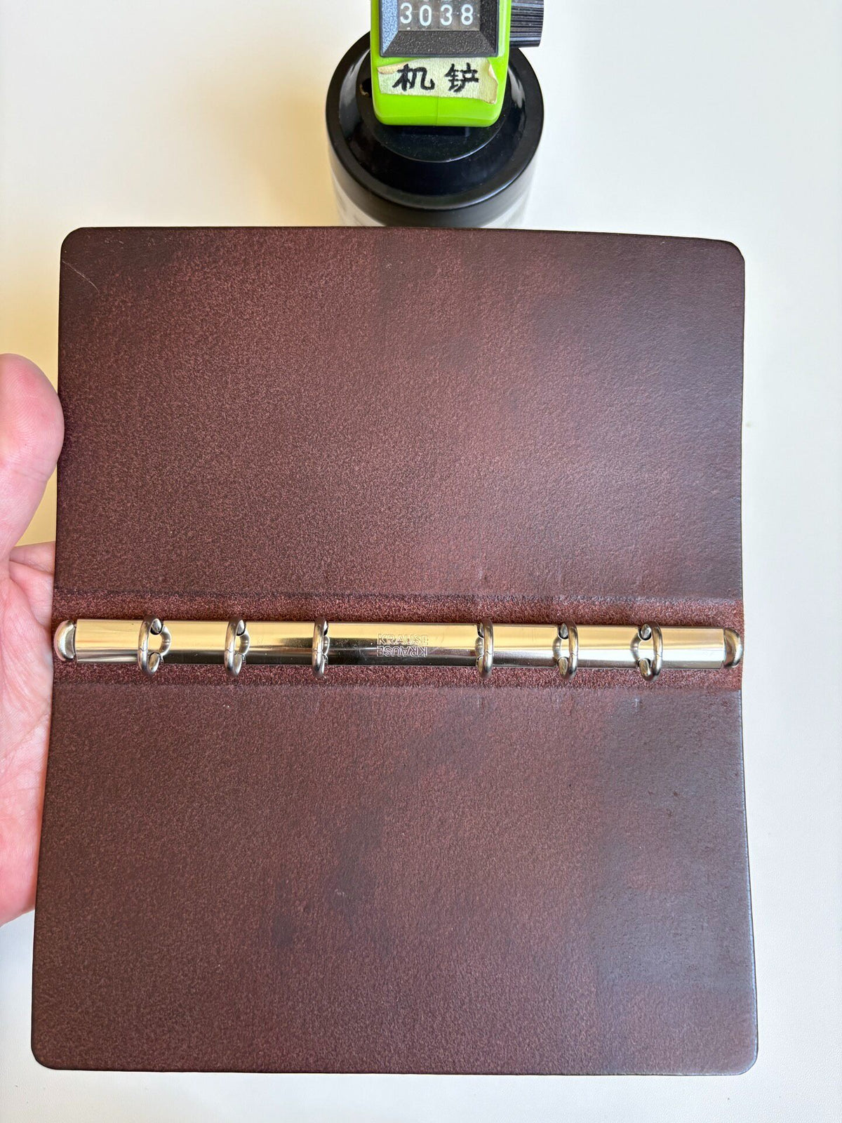 A6slim Leather Binder with Six-Ring Mechanism