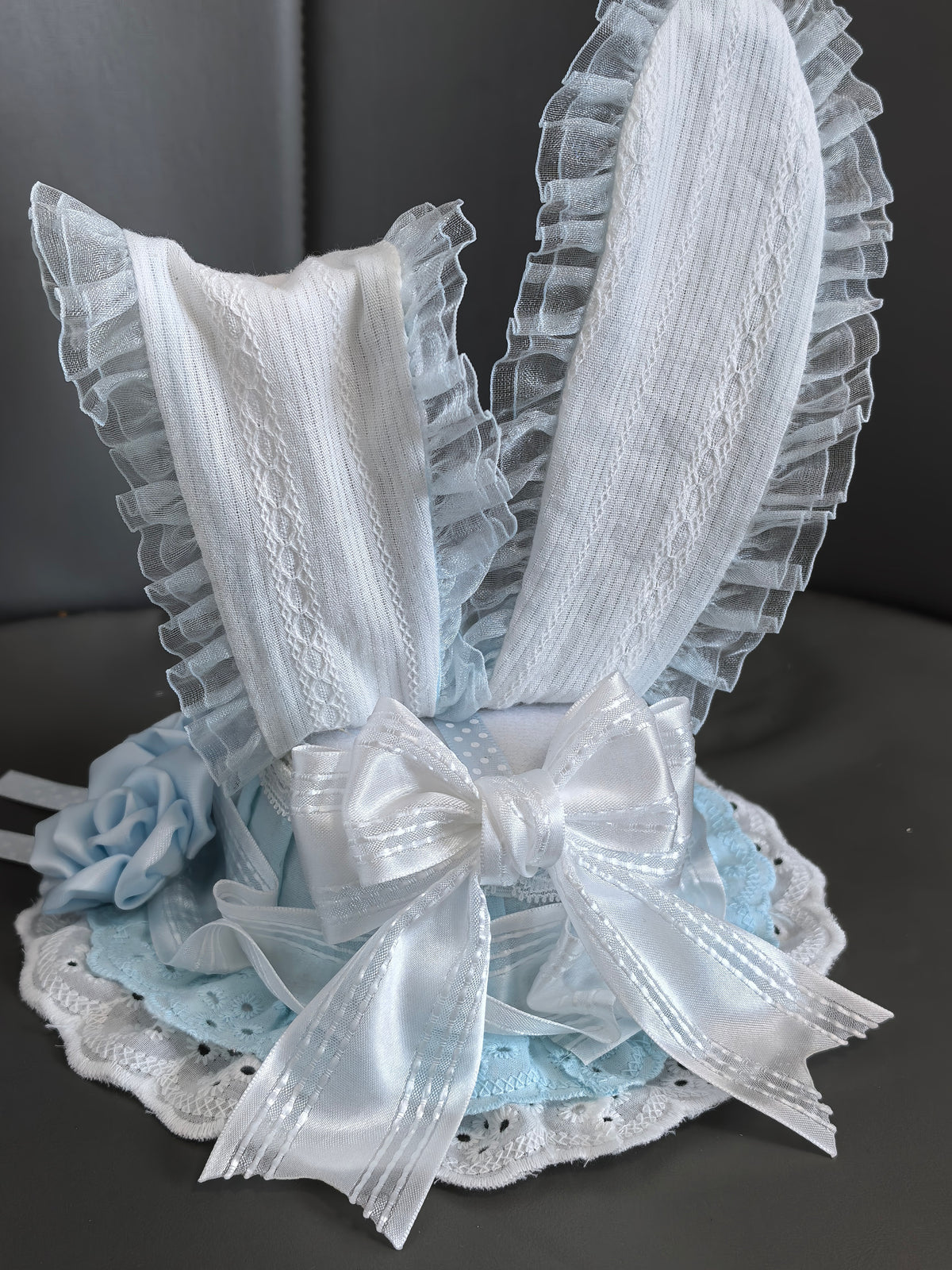 Handmade Light Blue Mini Hat Headband Set