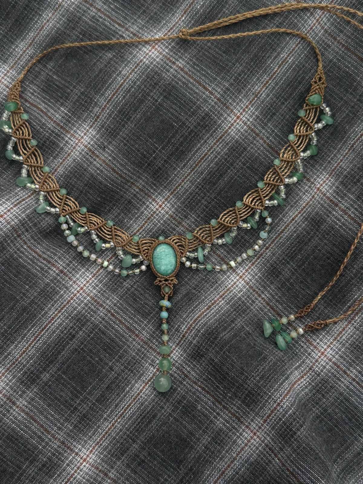 Macrame Labradoriet Jade Ketting