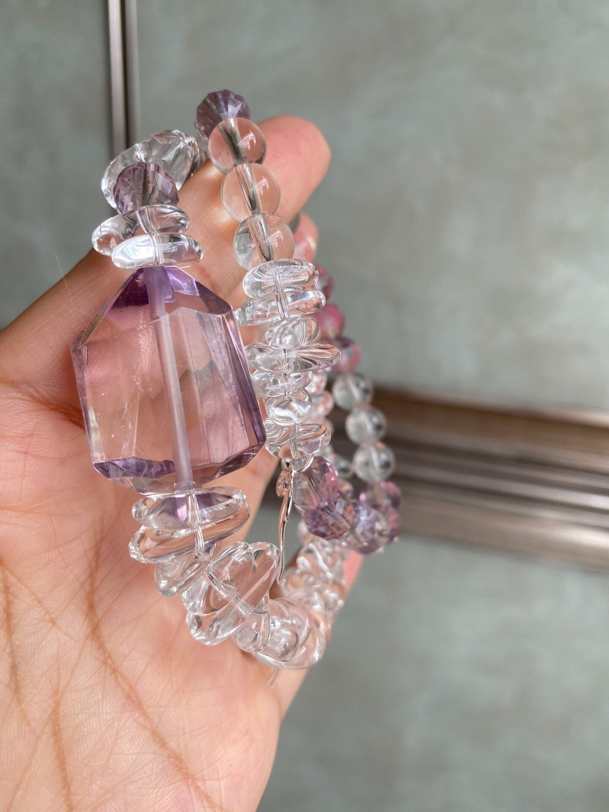 Amethyst White Quartz Bracelet Set