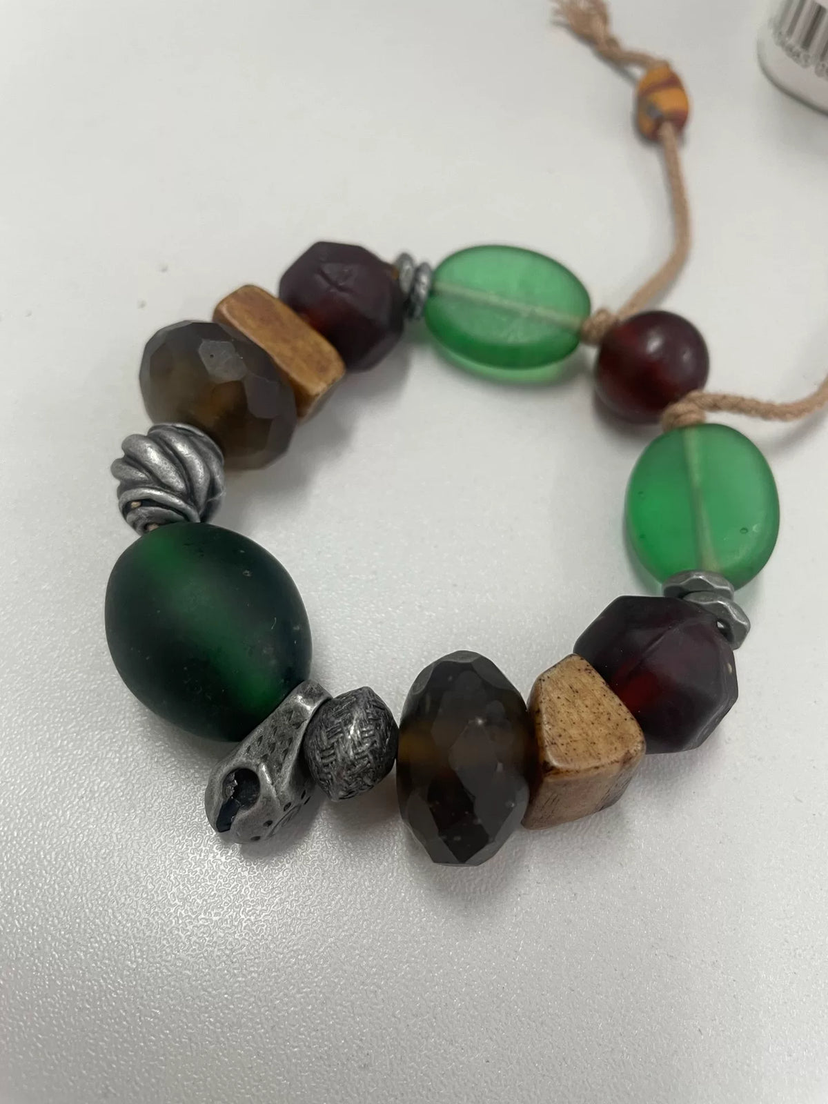 Handmade Glass Bone Beaded Bracelet