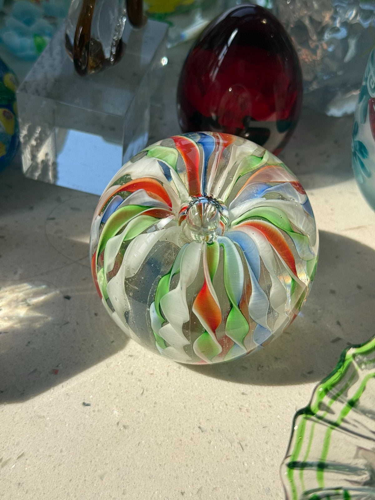 Vintage Glasball Regenbogen Spitze Streifen