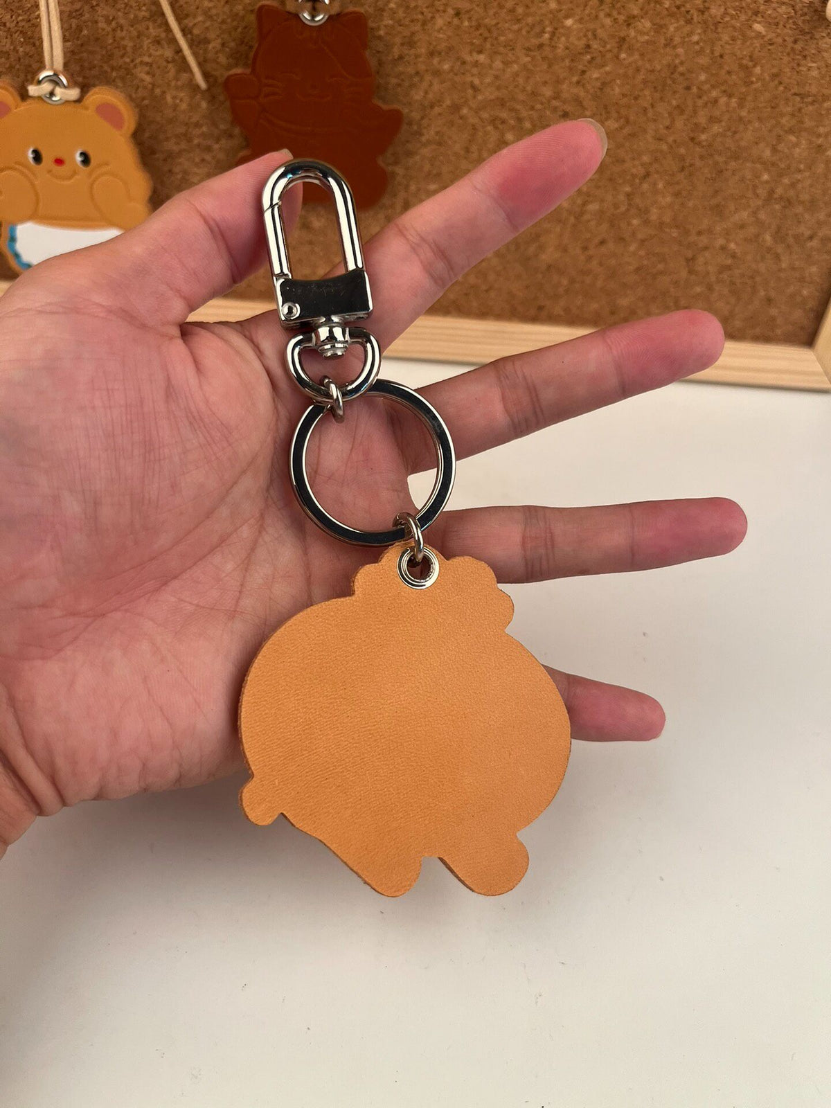 Vegetable Tanned Leather Bun Keychain Charm