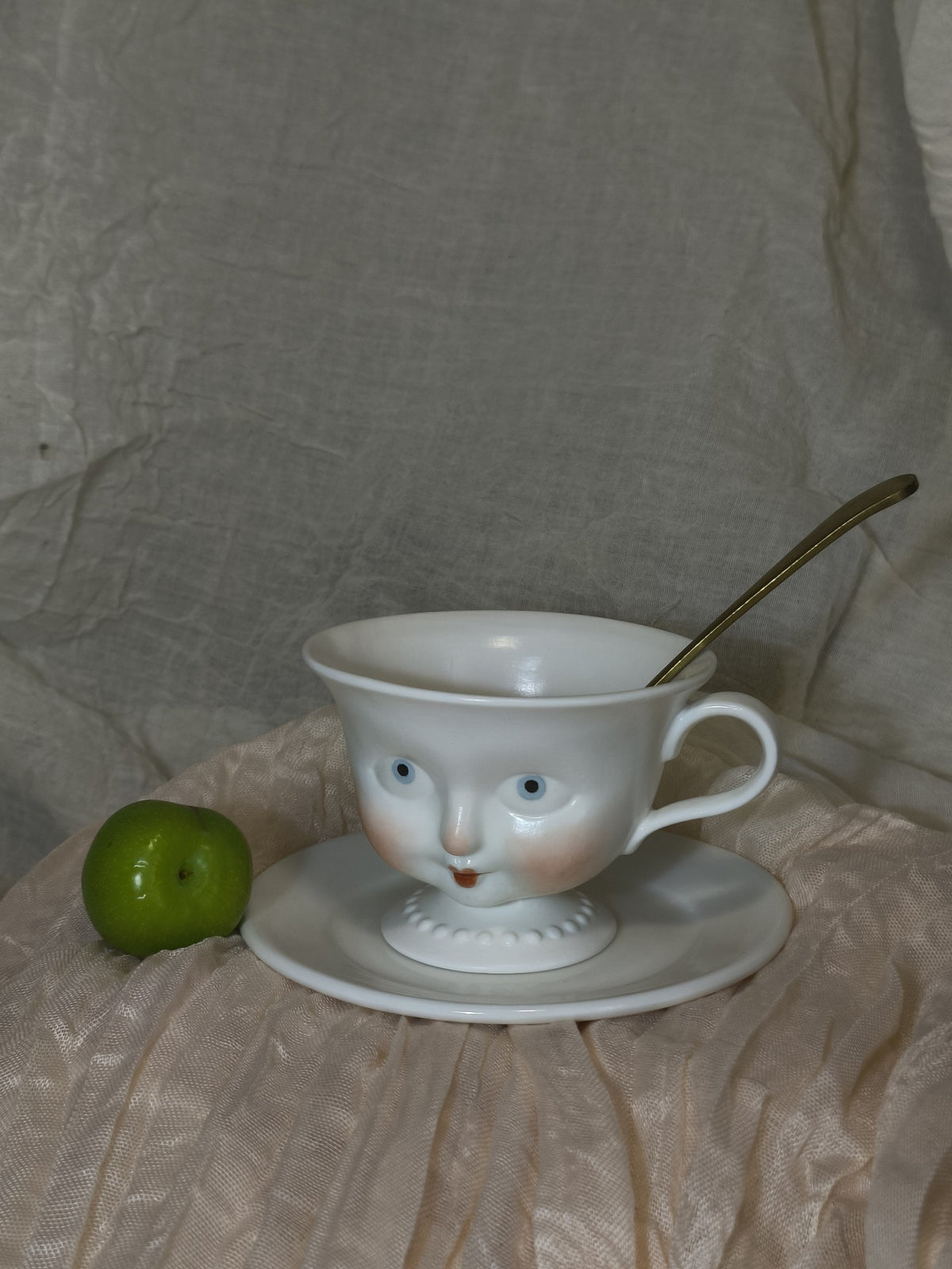 Ceramic Antique Doll Face Teacup Set