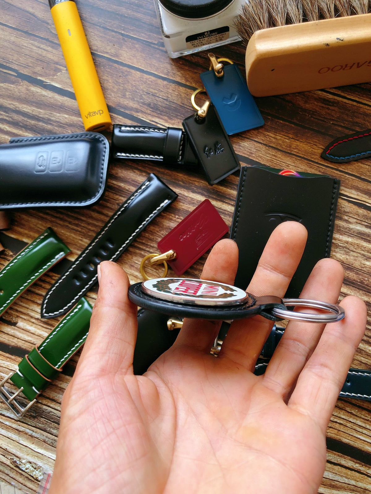 Mini Cooper Keychain Shinki Cordovan Leather