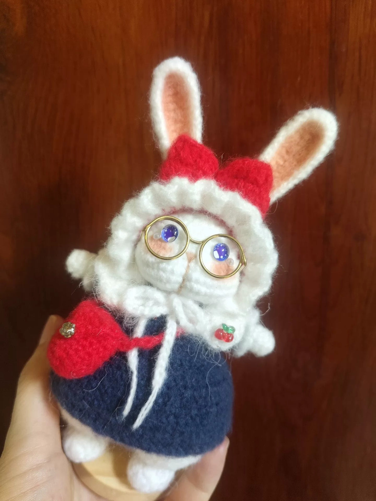 Handcrafted Amigurumi Rabbit Figurine with Spectacles