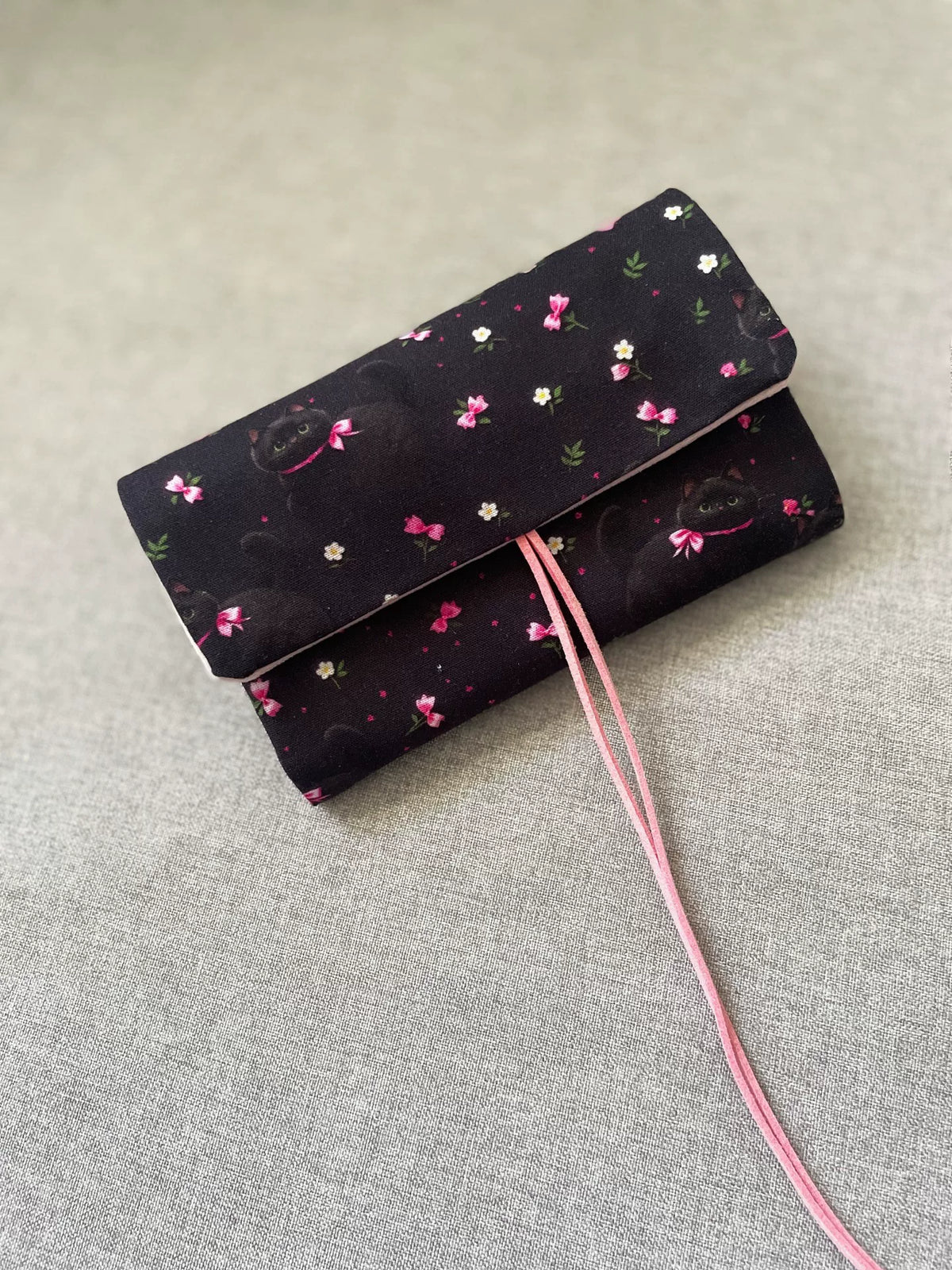 Black Cat Print Cotton Tarot Card Pouch