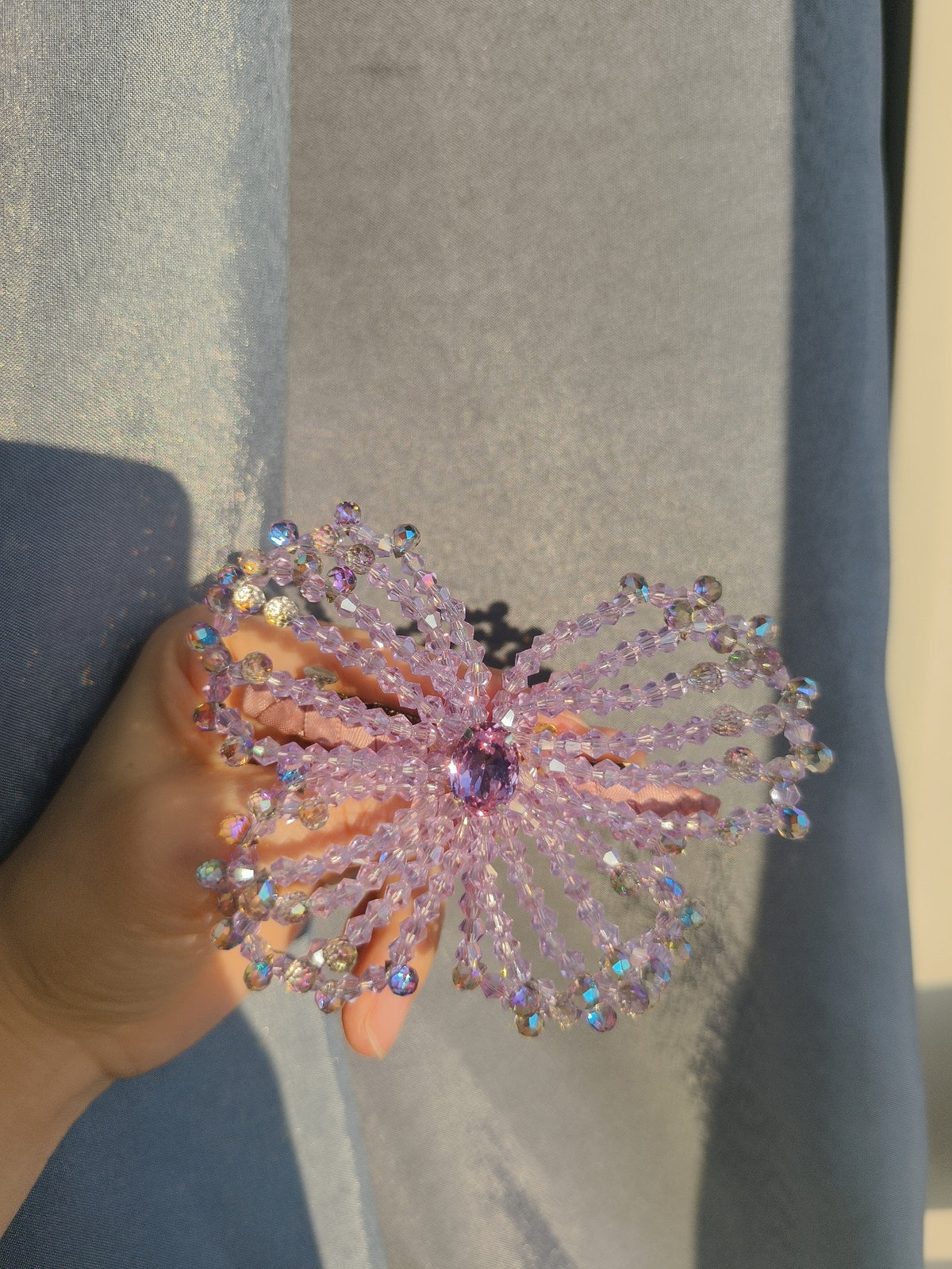 Purple Beaded Butterfly Hair Clip