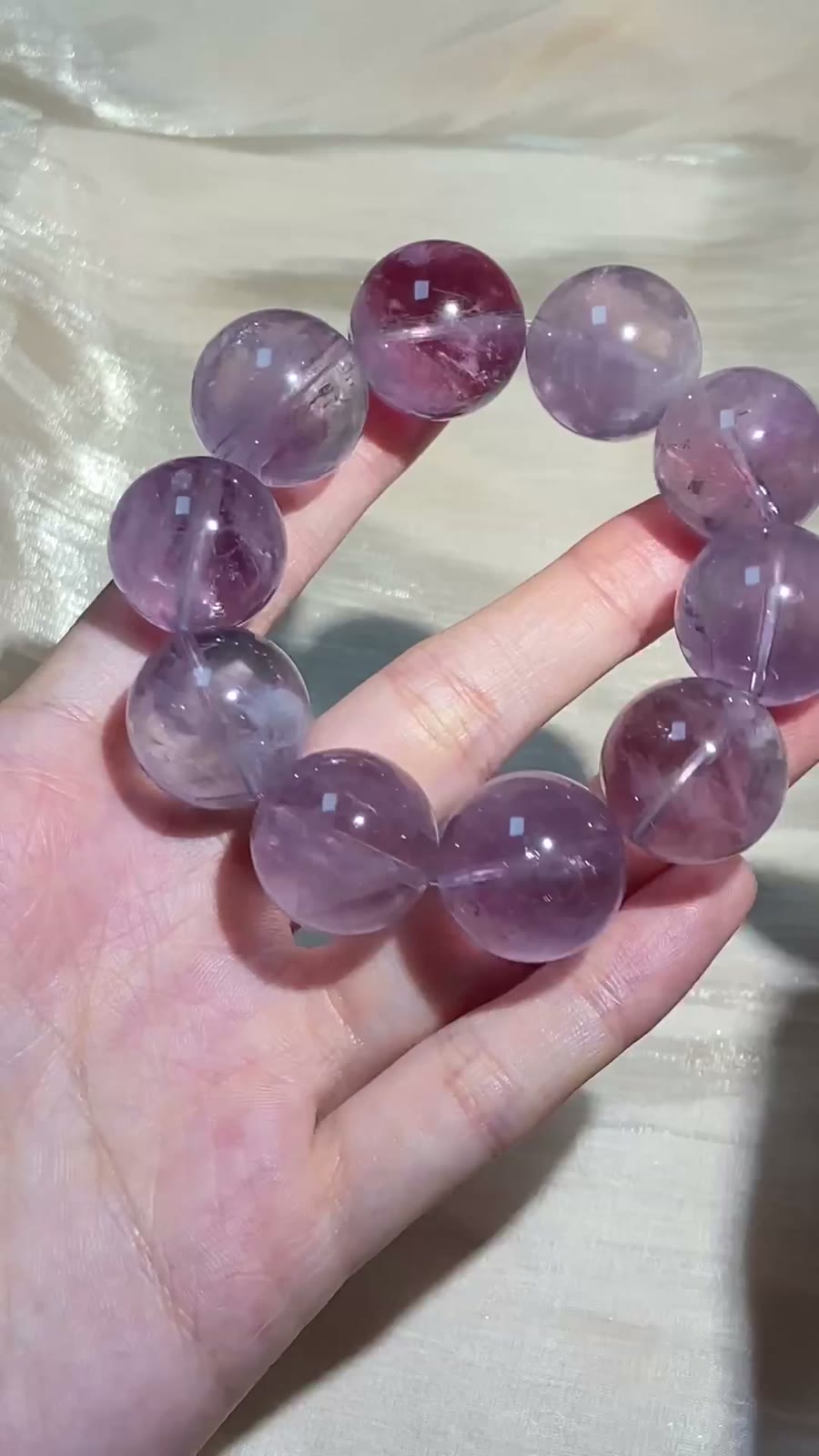 Lavender Amethyst Crystal Beaded Bracelet 19.5mm