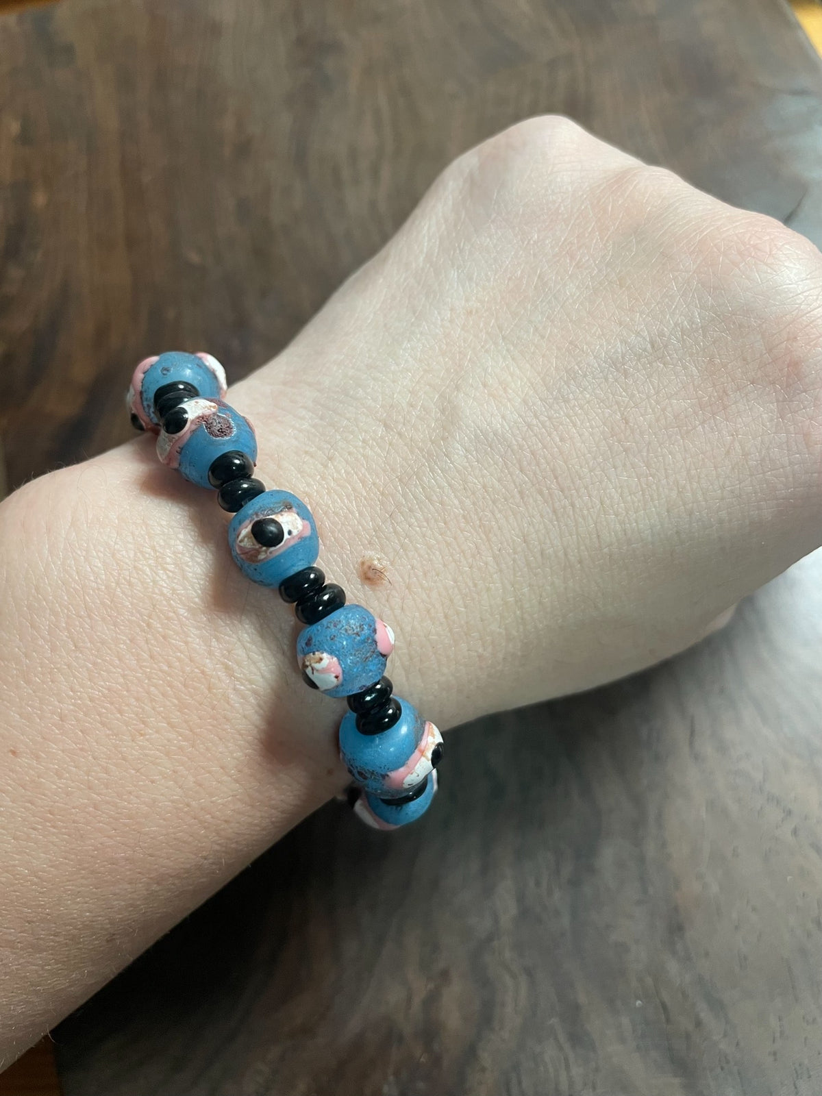 Lichtblauwe Evil Eye Glazen Kralenarmband