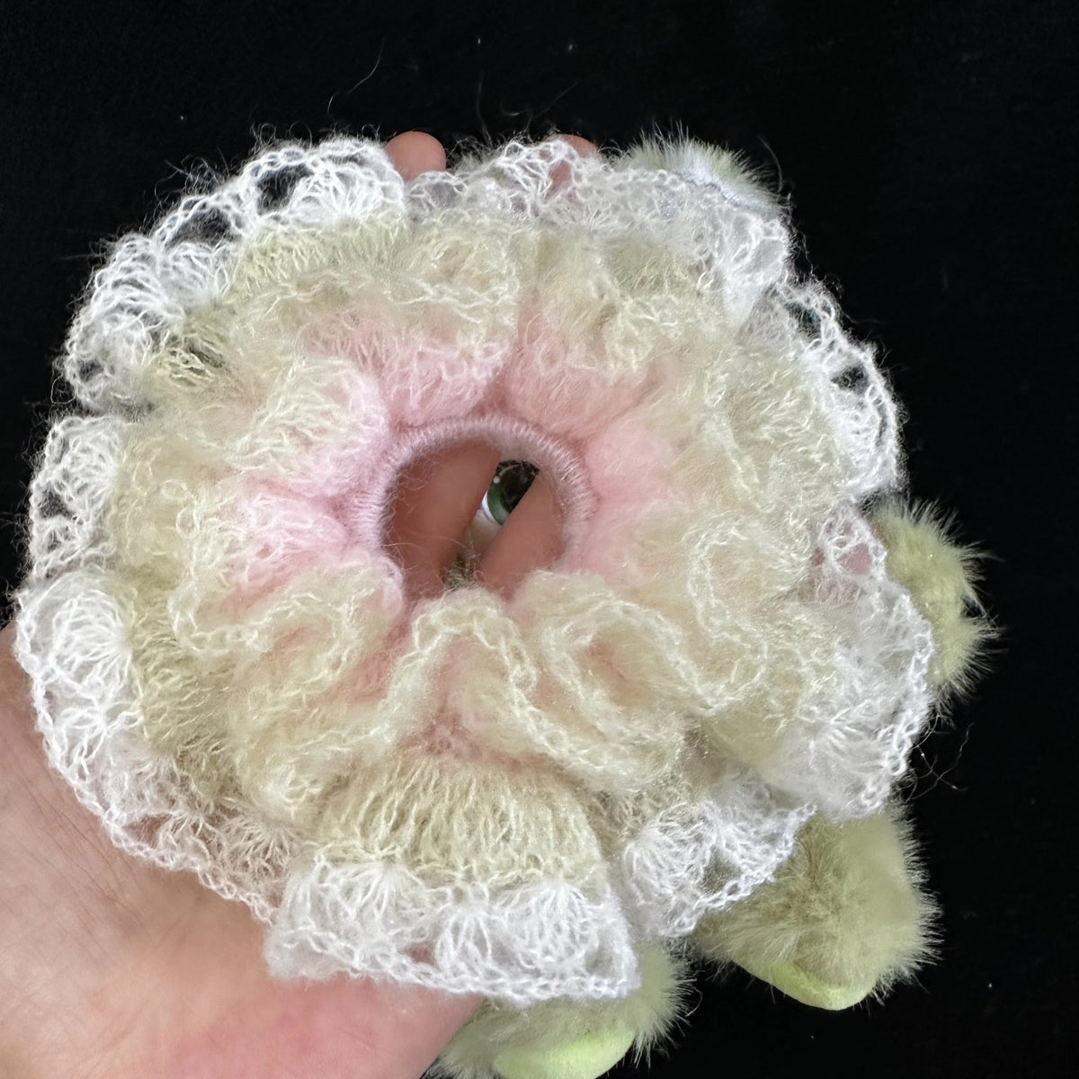 Scrunchie de Cabelo em Croché Feito à Mão com Gradiente Pastel