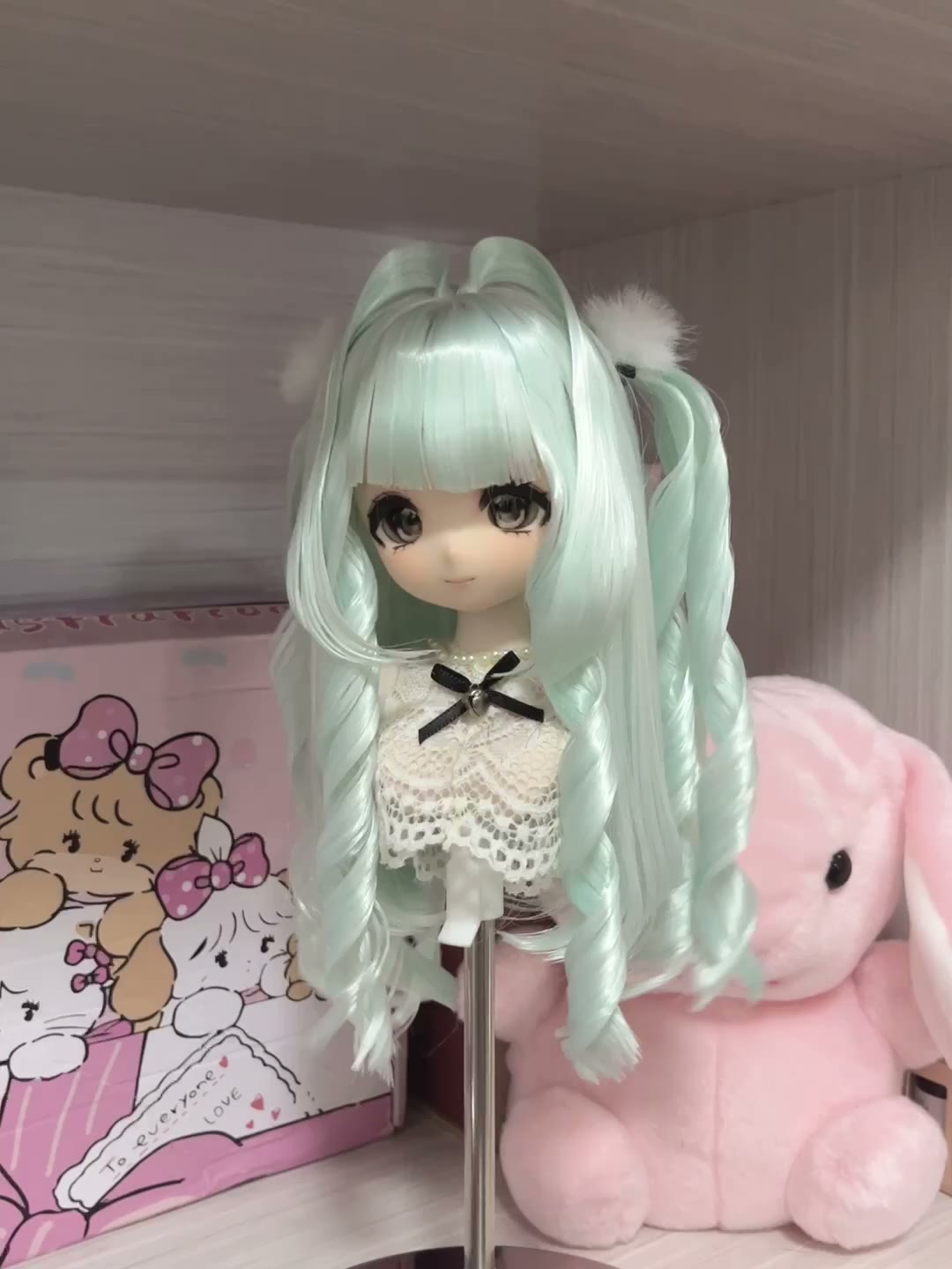 Mint Green Spiral Curl Doll Wig