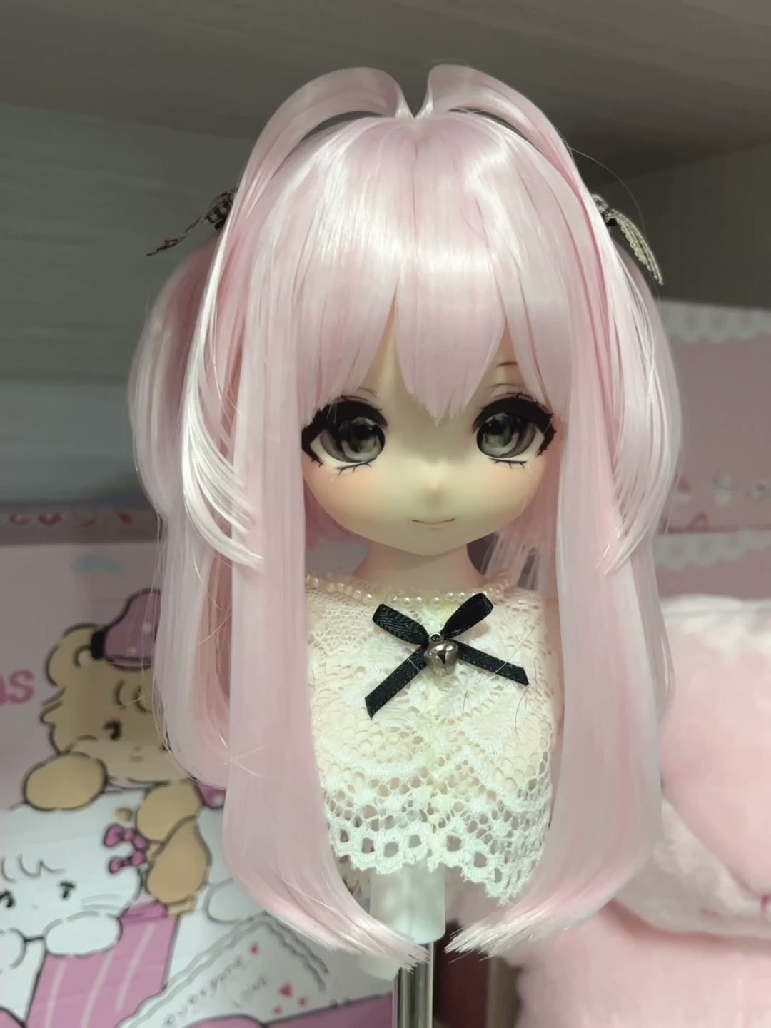 Pastel Pink Doll Wig with Twin Tails