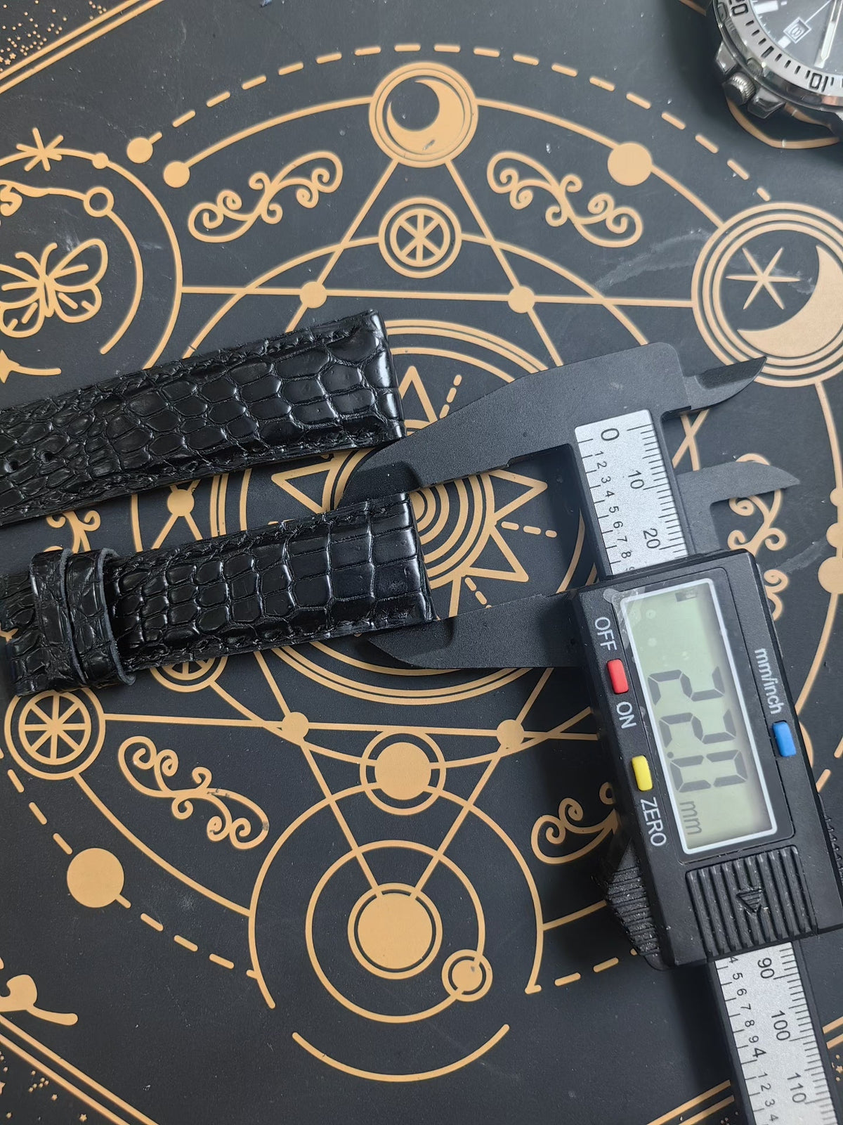 Handmade Black Crocodile Leather Watch Strap