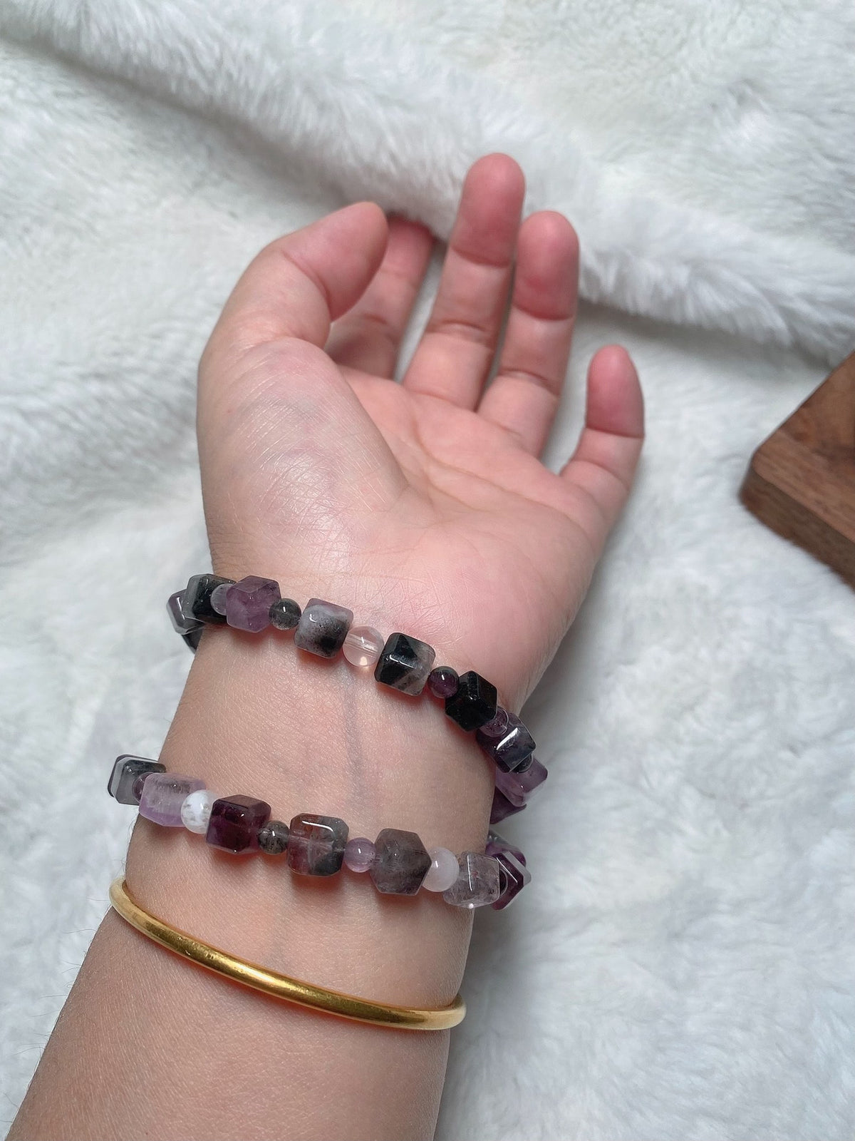 Labradorite Butterfly Double Loop Crystal Bracelet