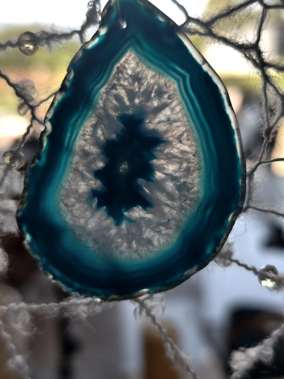 Blue Agate Dreamcatcher with Shells