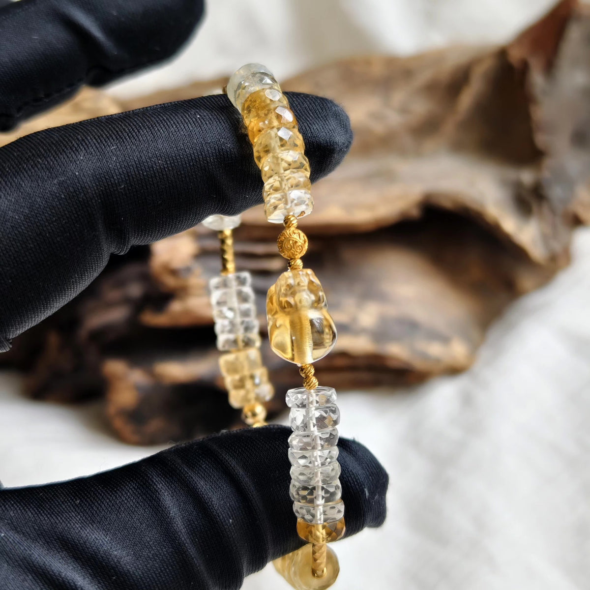 Citrine Pixiu Crystal Bracelet Sterling Silver