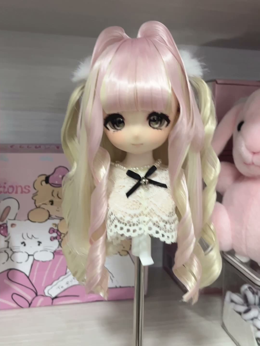 Anime Doll Wig Pink Blonde Twin Tails