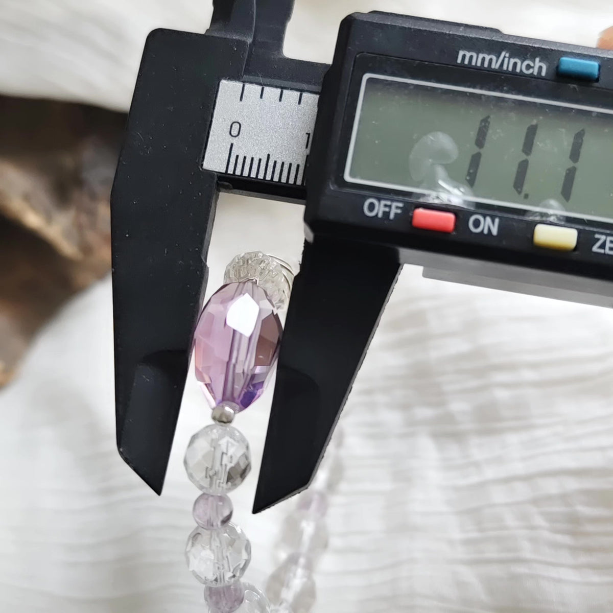 Faceted White Quartz Amethyst Beaded Bracelet