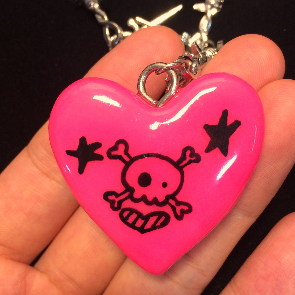 Hot Pink Resin Clay Heart Necklace