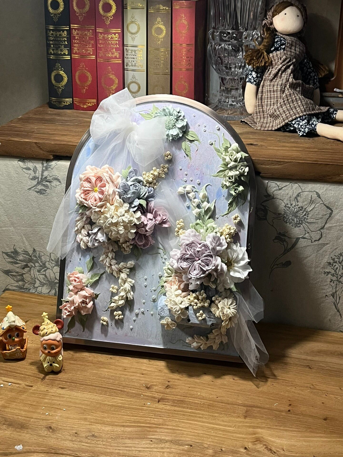 Clay Piping Painting Floral Relief Artwork