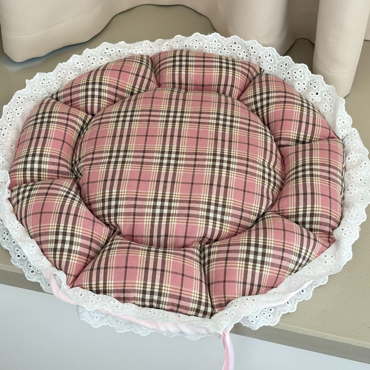Handmade Cotton Round Bed for Small Pets